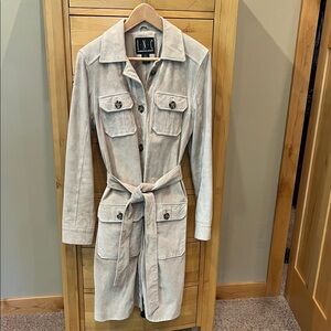 INC Long Suede Trench coat Tan Medium
